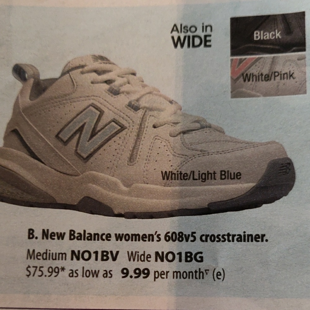 New Balance women's 608v5 crosstrainer.